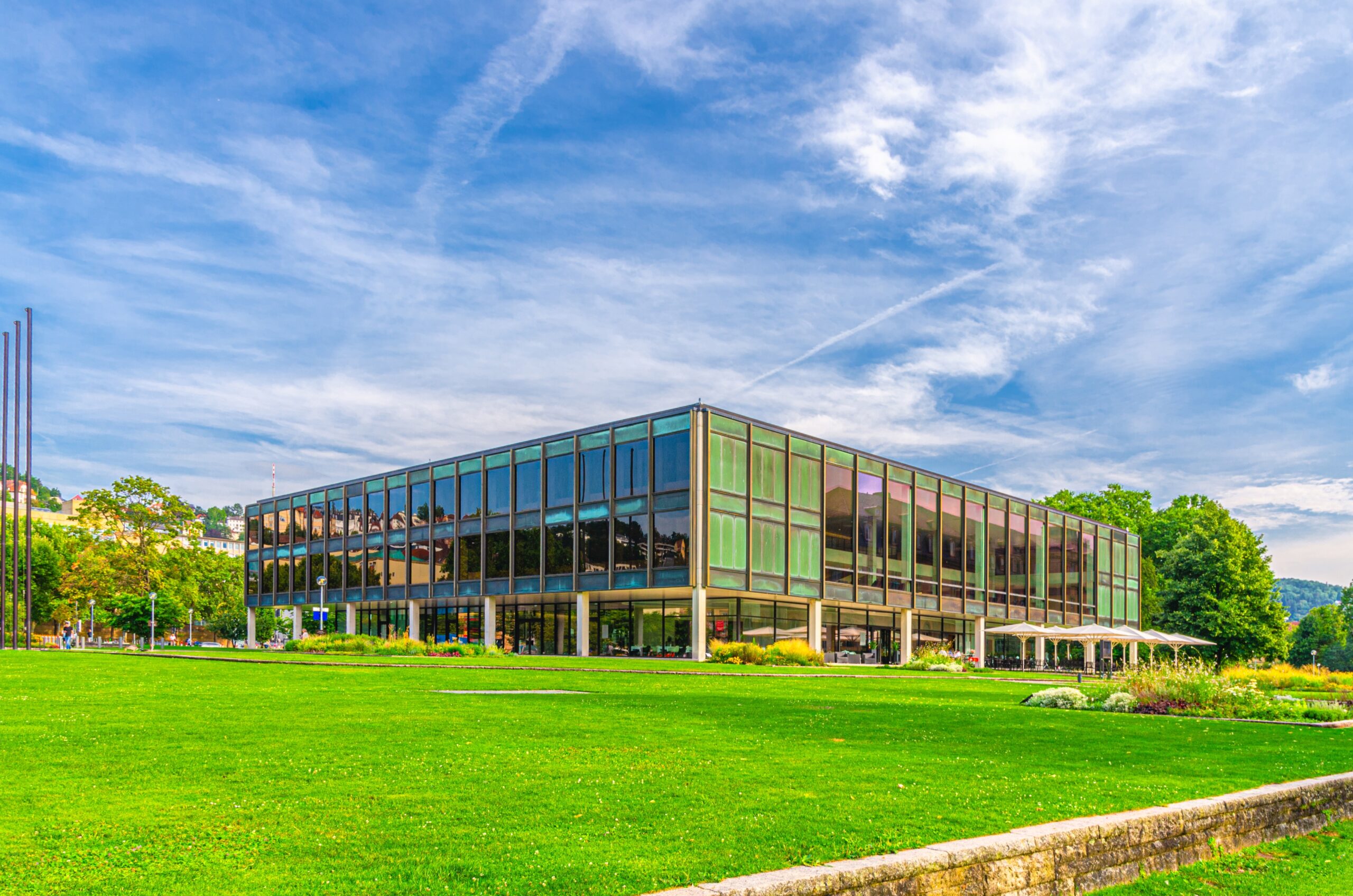 landtag,von,baden württemberg,state,parliament,modern,glass,building,and,garden